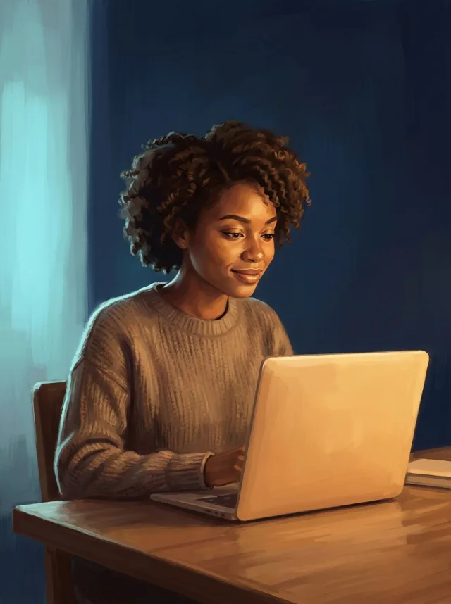 Maya &mdash; a developer at her laptop, lit by the screen